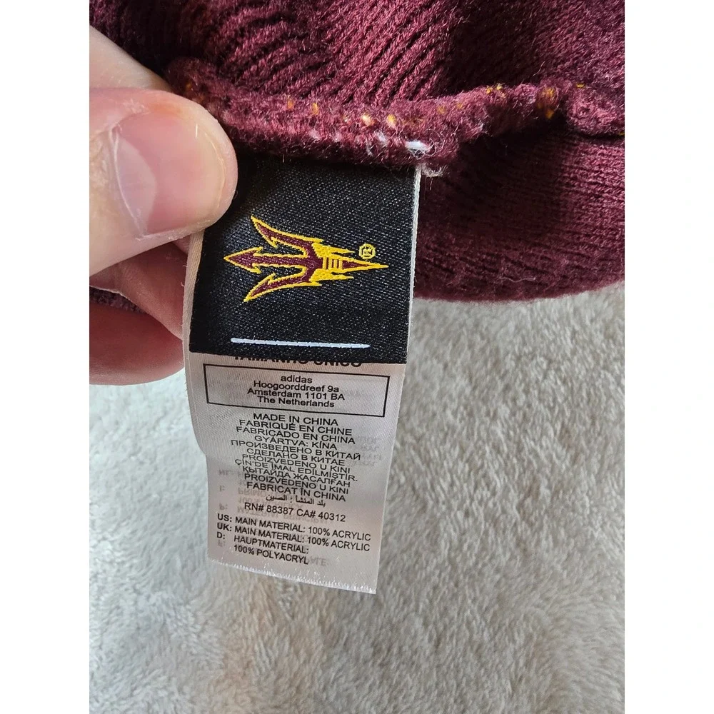 Adidas Arizona State Sun Devils Beanie Hat Knit Cap Gold Maroon One Size Pilling